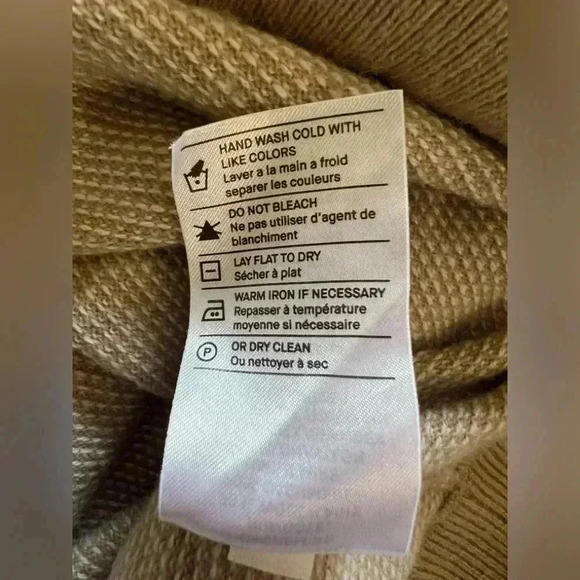 Vince. Men’s New Camel/Pearl Birds Eye Wool & Cashmere Quarter Zip Pullover - Picture 8 of 9